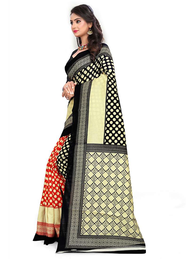 women's polka dots multi colored saree with blouse - 18587596 - Standard Image - 1