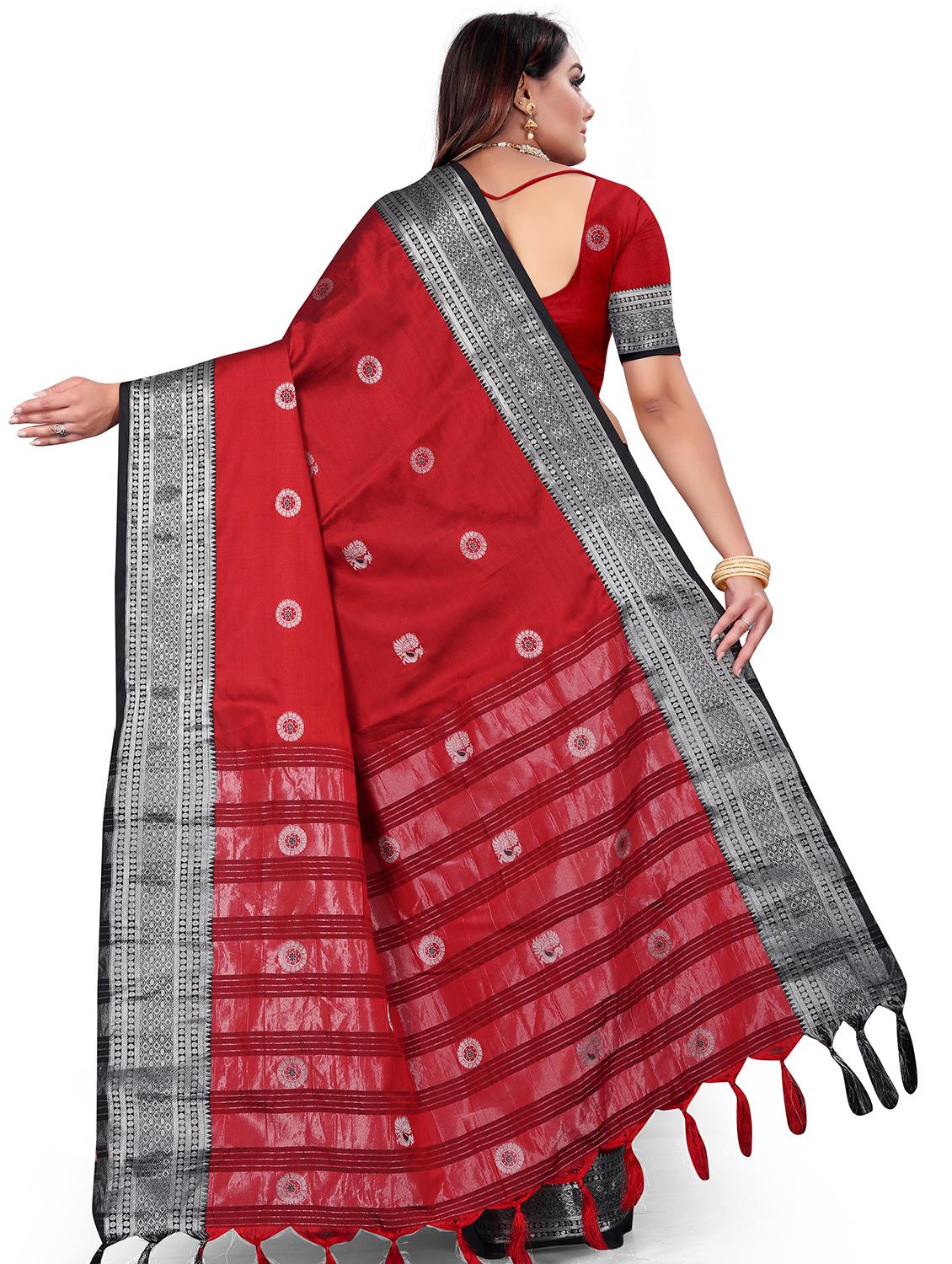 women's self design red colored saree with blouse - 18587739 - Standard Image - 1