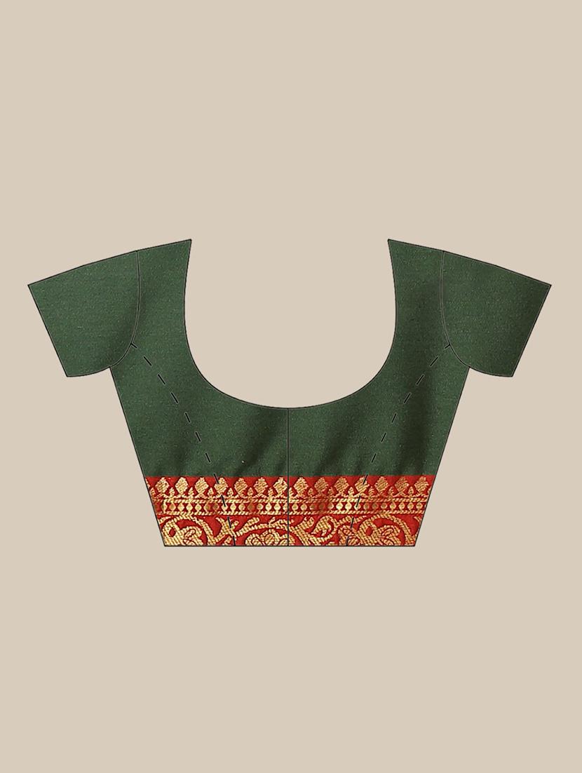 women's self design bottle green colored saree with blouse - 18587865 -  Standard Image - 1