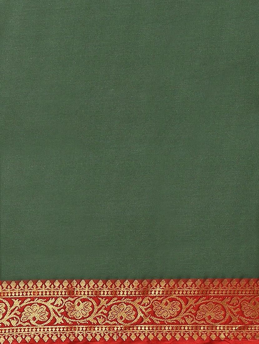 women's self design bottle green colored saree with blouse - 18587865 - Standard Image - 4