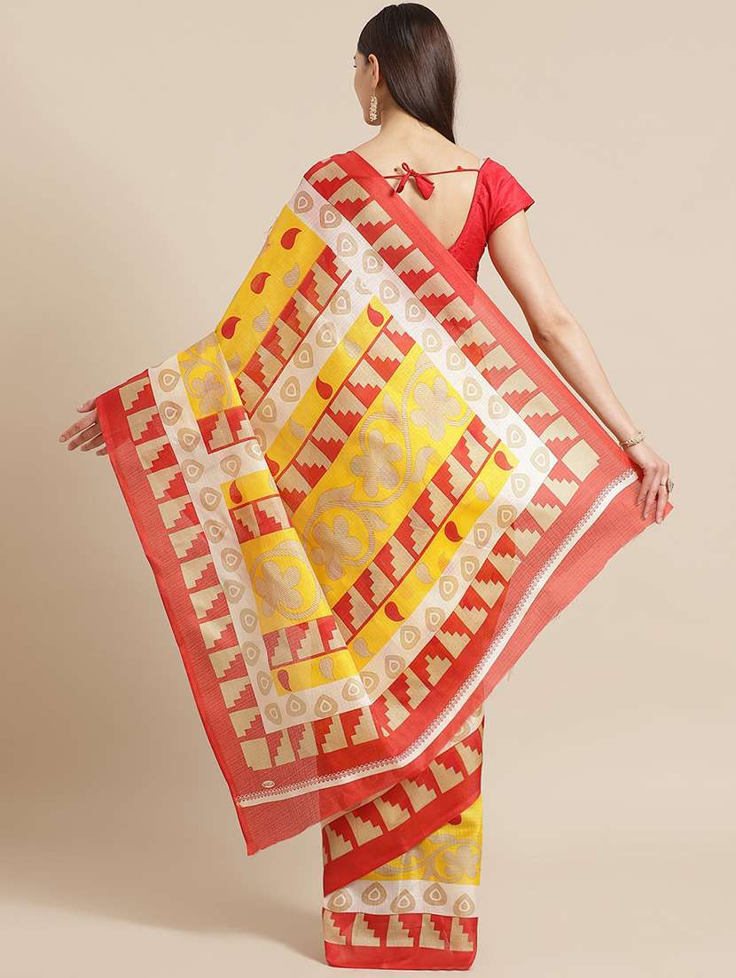 women's paisley yellow colored saree - 18588254 -  Standard Image - 1