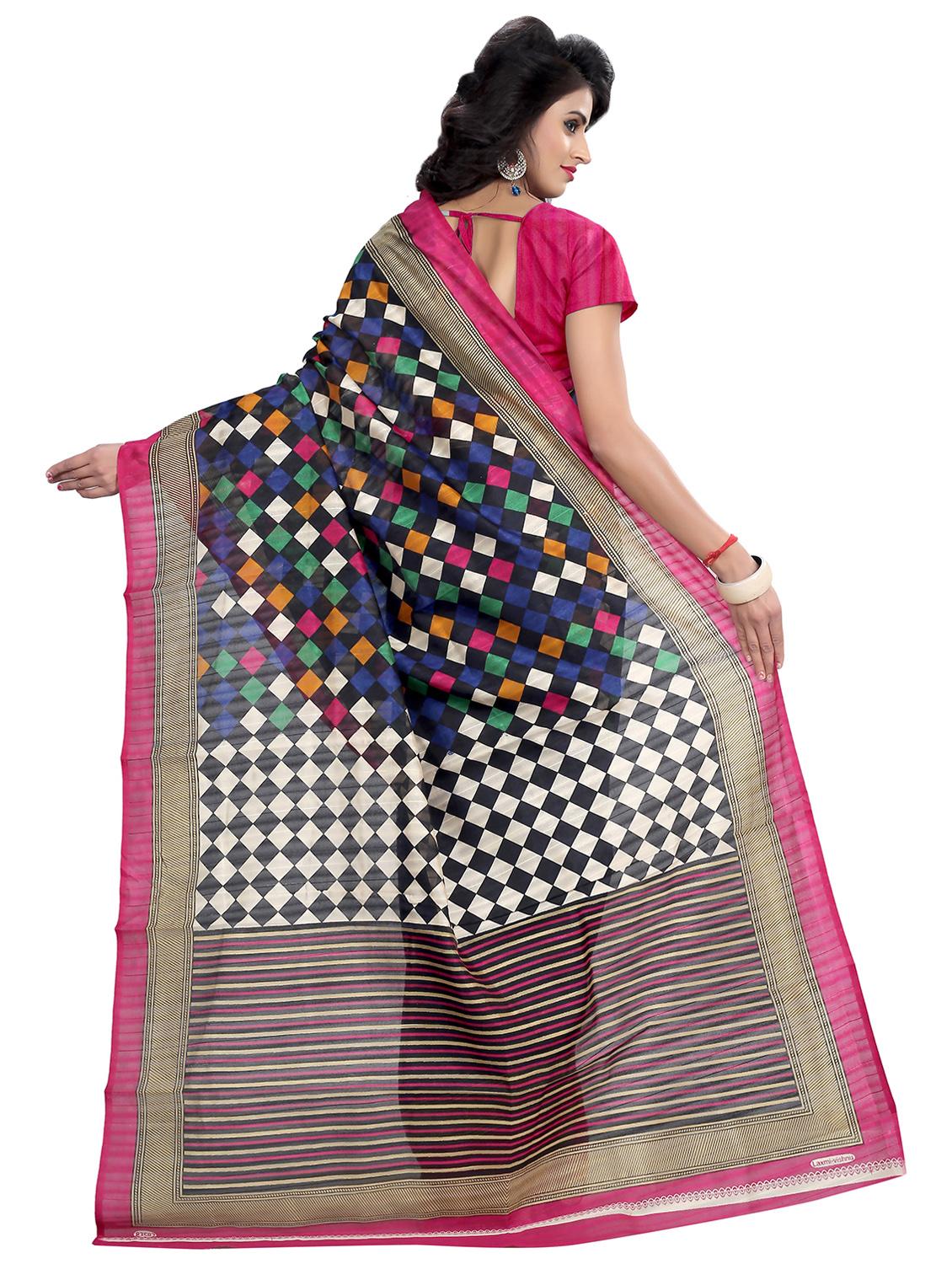women's checks blue colored saree - 18588358 - Standard Image - 1