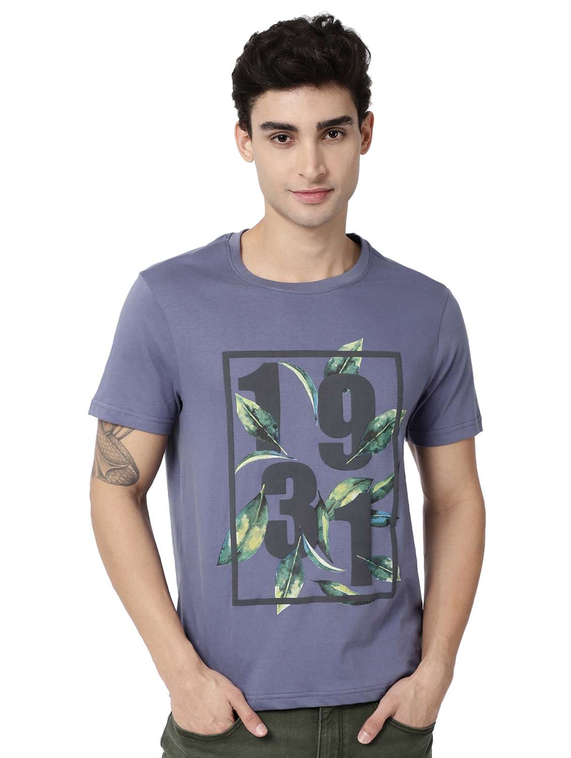 crew neck front-print t-shirt
