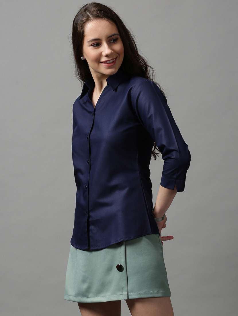 navy blue solid shirt - 18589040 - Standard Image - 1