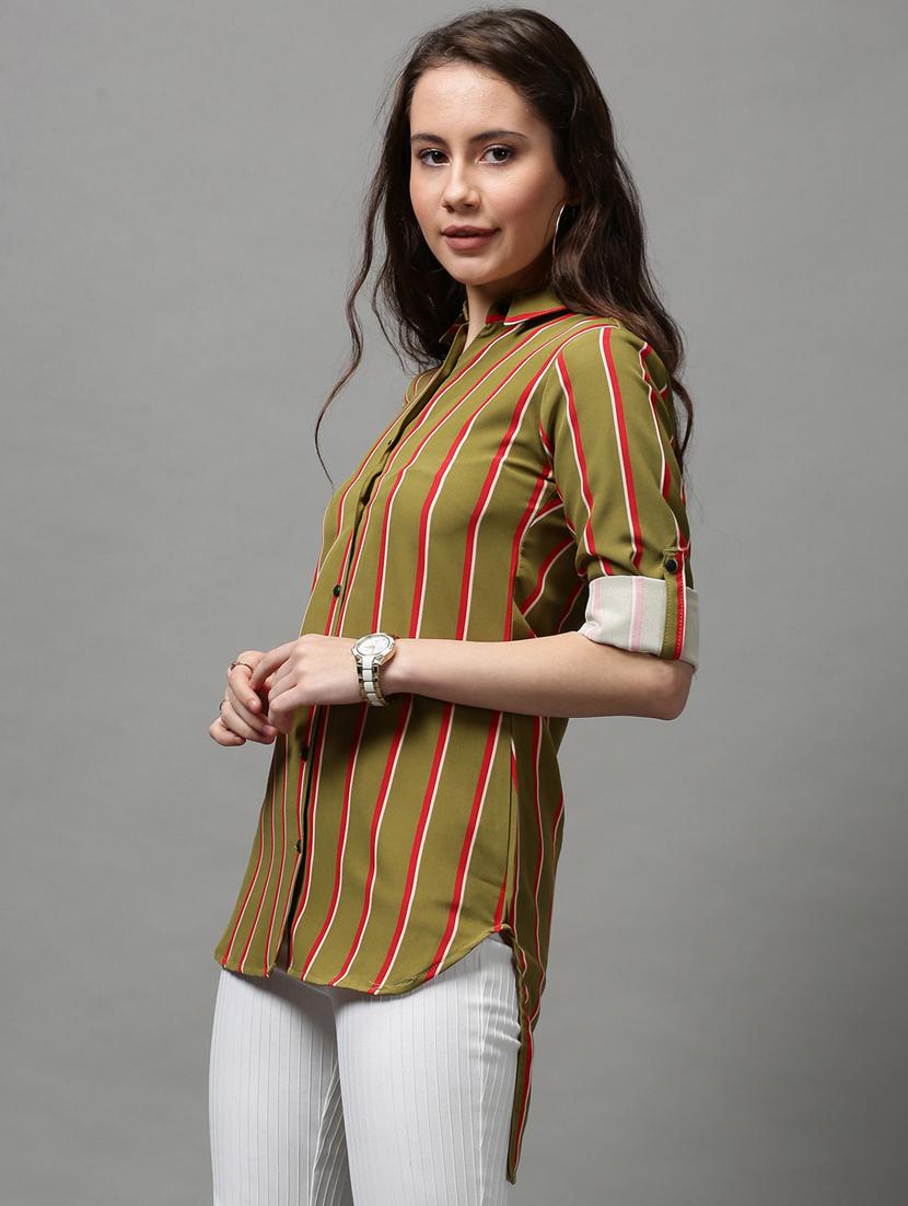 roll up sleeved high low shirt - 18589067 - Standard Image - 1