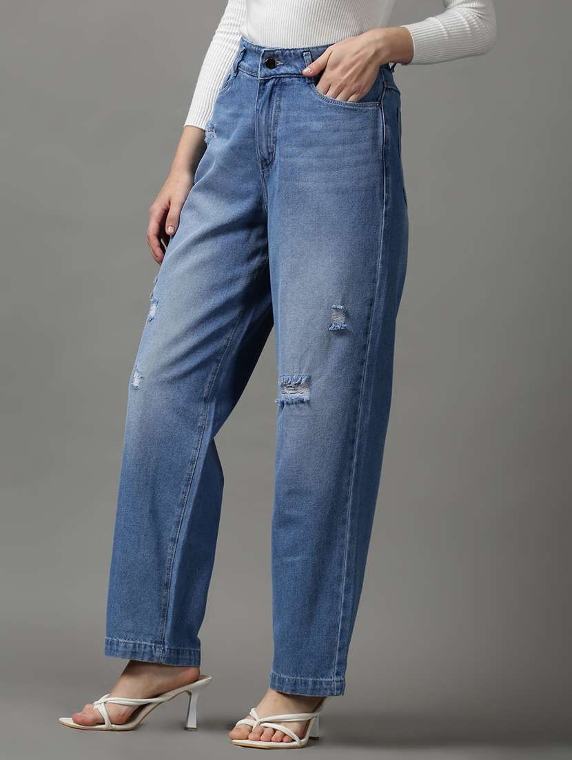women's distress straight fit jeans - 18589073 -  Standard Image - 1