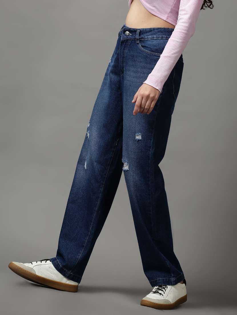 women's distress straight fit jeans - 18589075 -  Standard Image - 1
