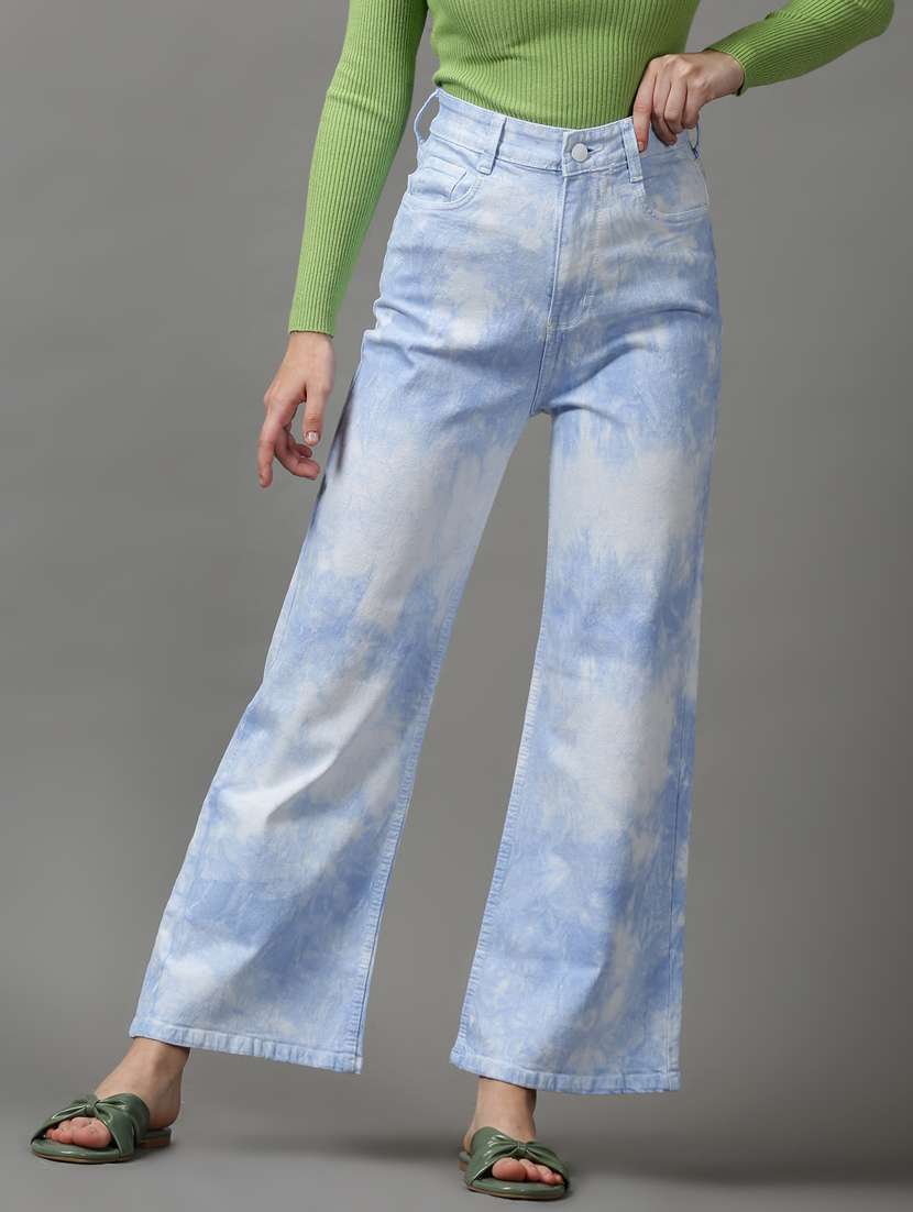 women's tie & dye wide leg jeans