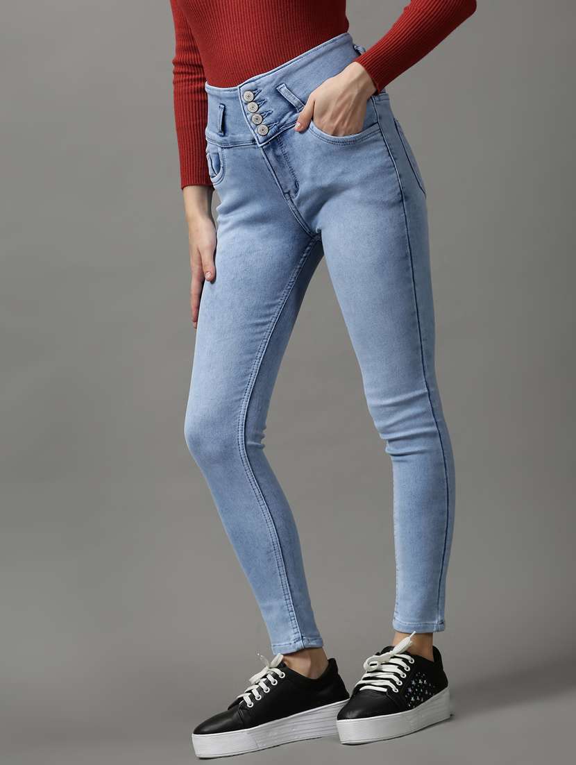 women's plain skinny fit jeans - 18589093 - Standard Image - 1