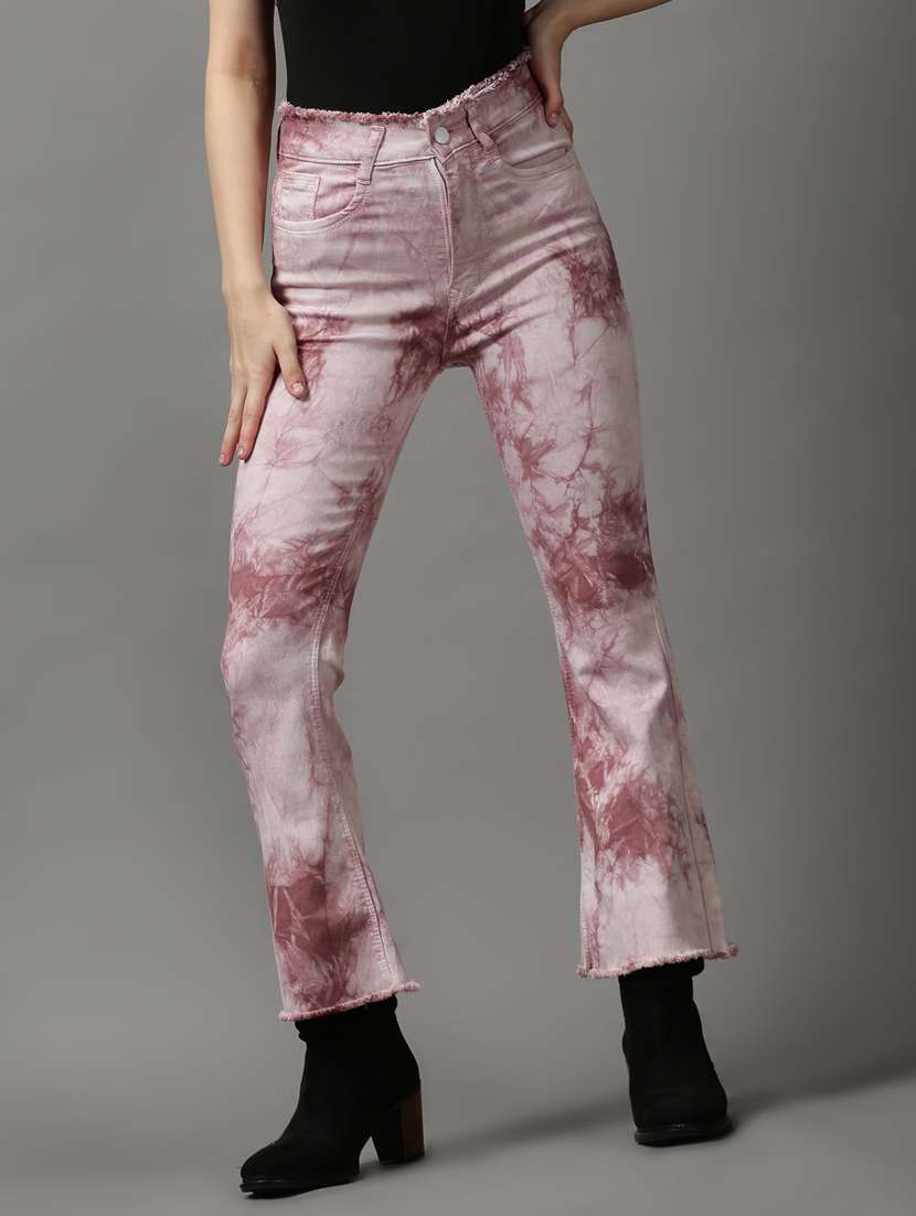 women's tie & dye bootcut jeans