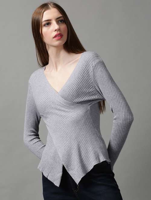 women's wrap overlap neck top - 18589145 -  Standard Image - 0