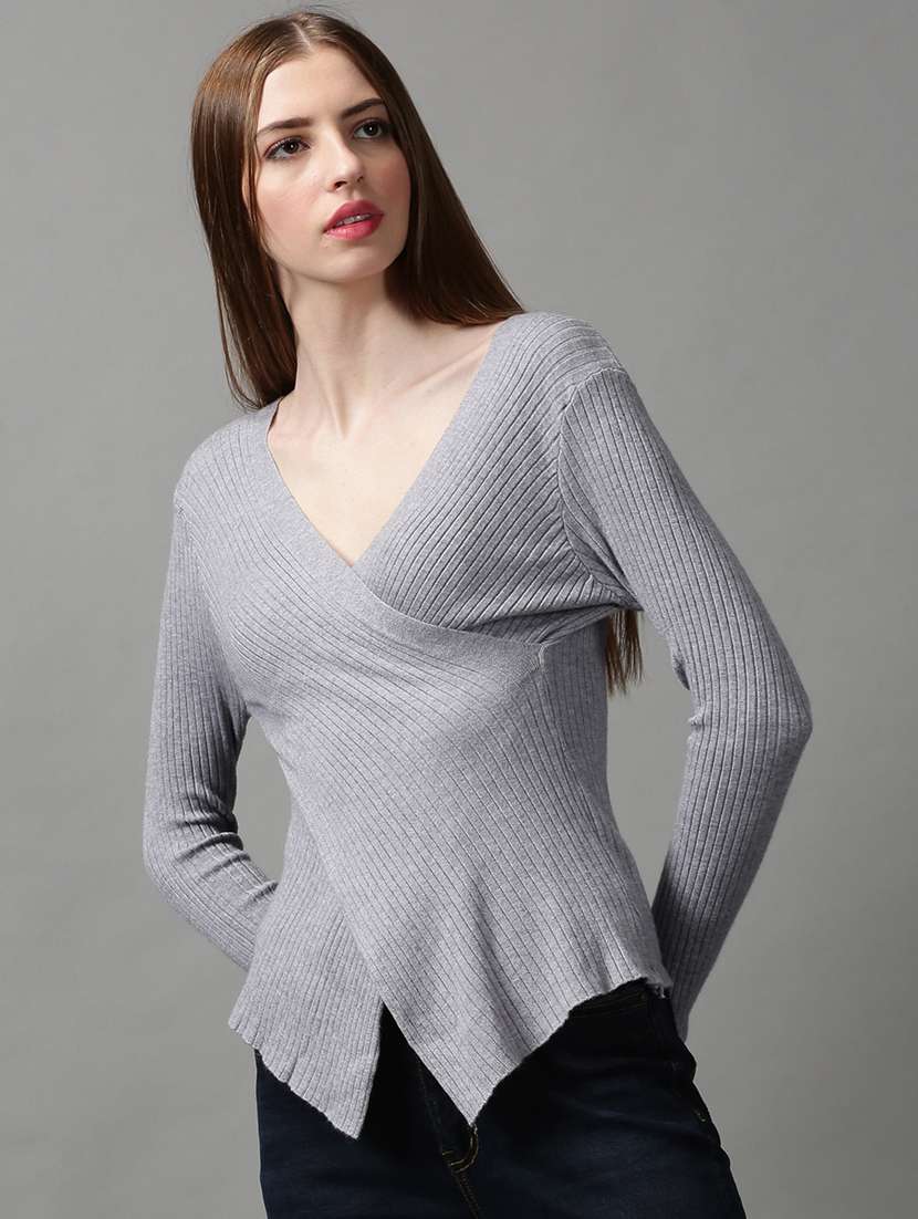 women's wrap overlap neck top