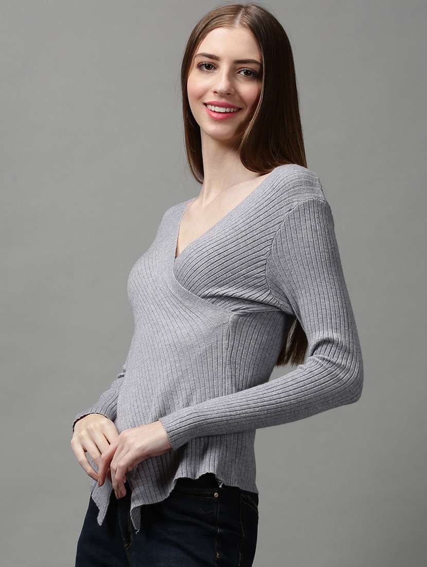 women's wrap overlap neck top - 18589145 -  Standard Image - 1
