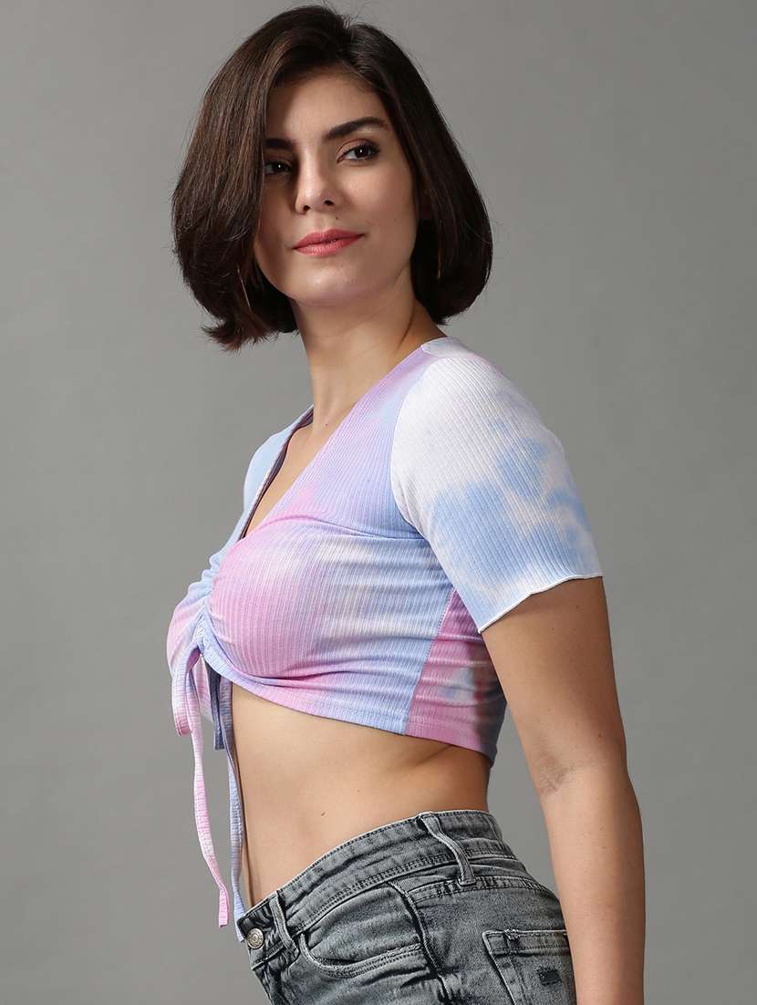 women's crop v neck top - 18589154 -  Standard Image - 1