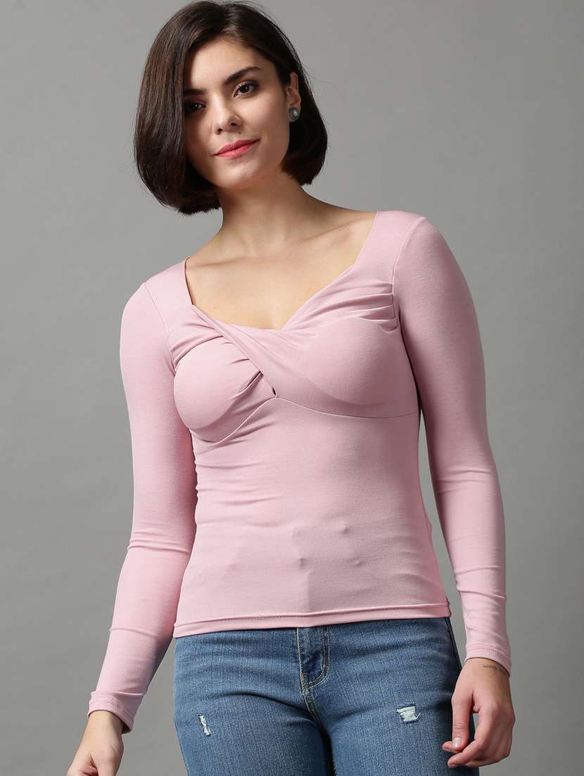 women's solid pink top