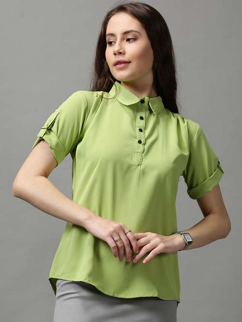 women's straight collared top - 18589178 - Standard Image - 0