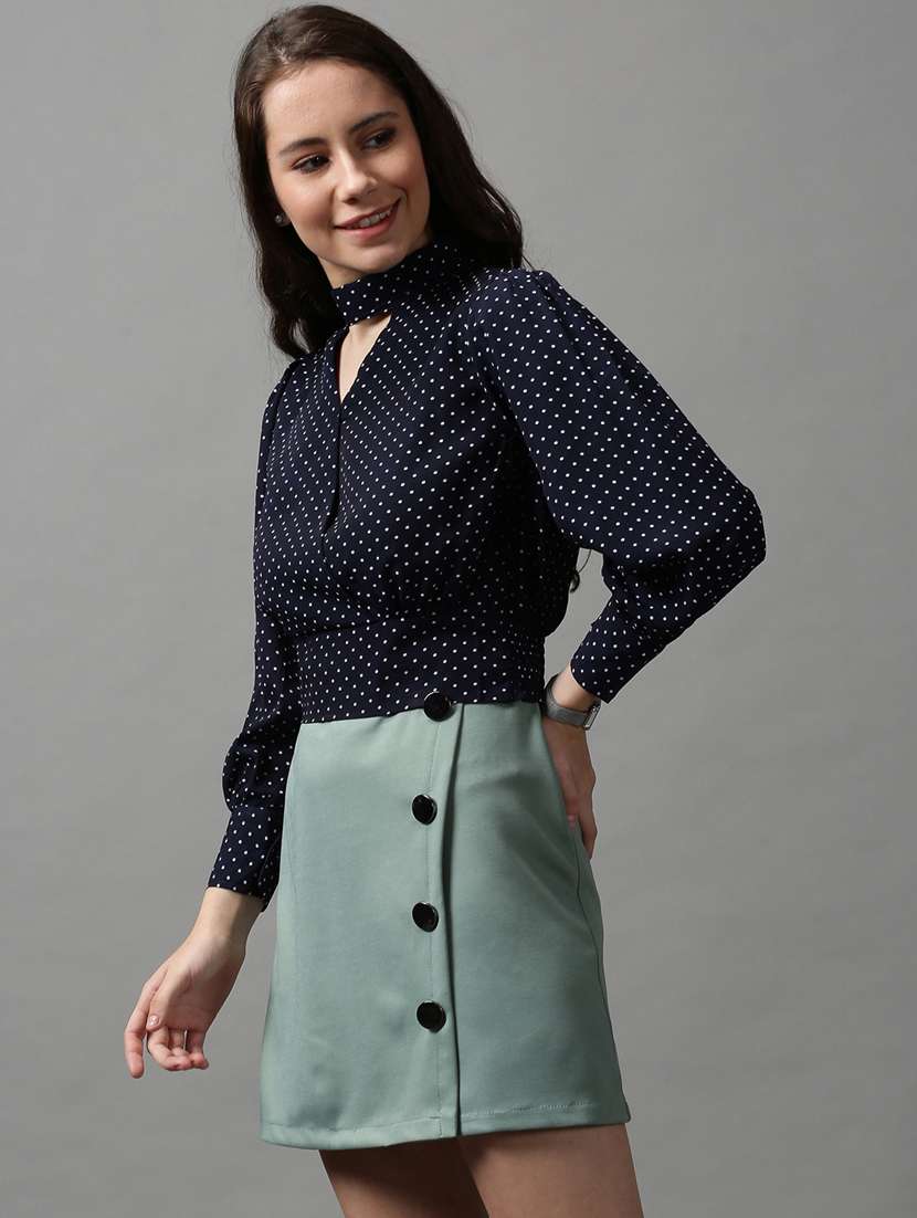 women's blouson key hole neck top - 18589183 -  Standard Image - 1