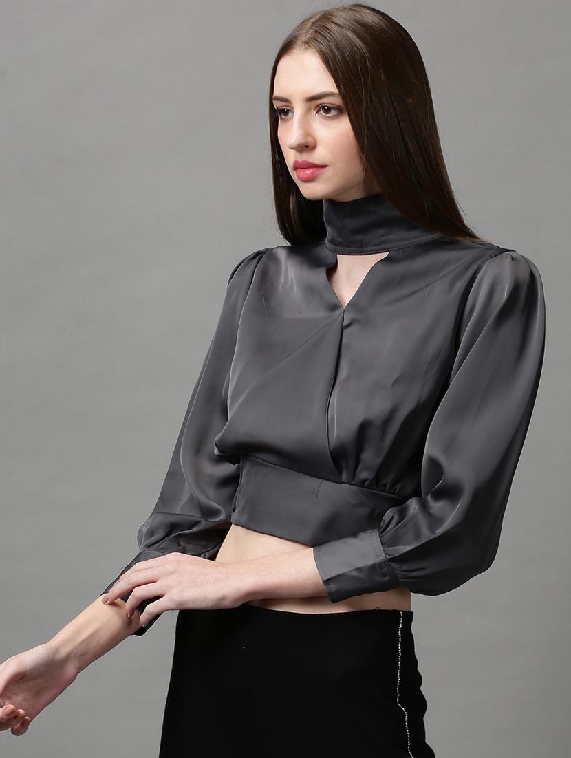 women's blouson key hole neck top - 18589188 -  Standard Image - 1