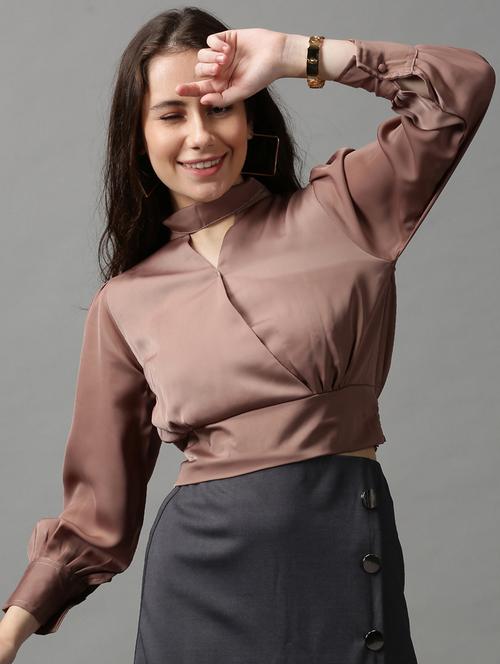 women's blouson key hole neck top - 18589189 - Standard Image - 0