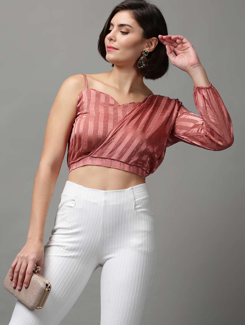 women's crop sweetheart neck top