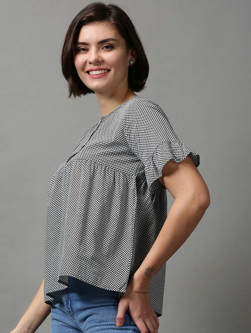 women's peplum round neck top - 18589219 -  Standard Image - 1