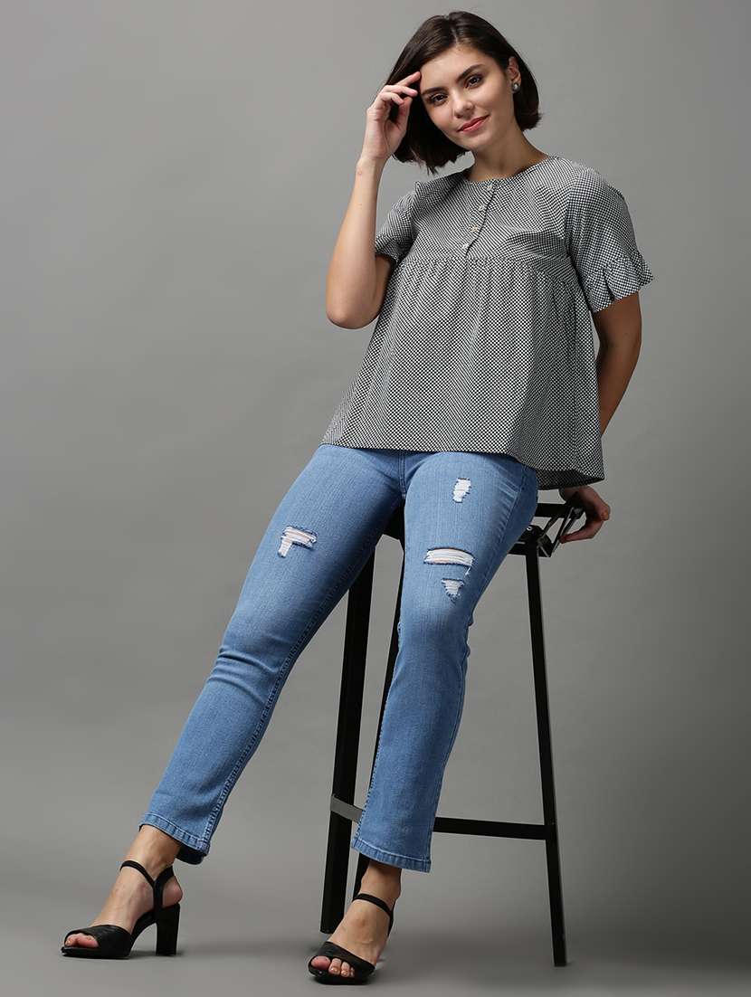 women's peplum round neck top - 18589219 -  Standard Image - 4