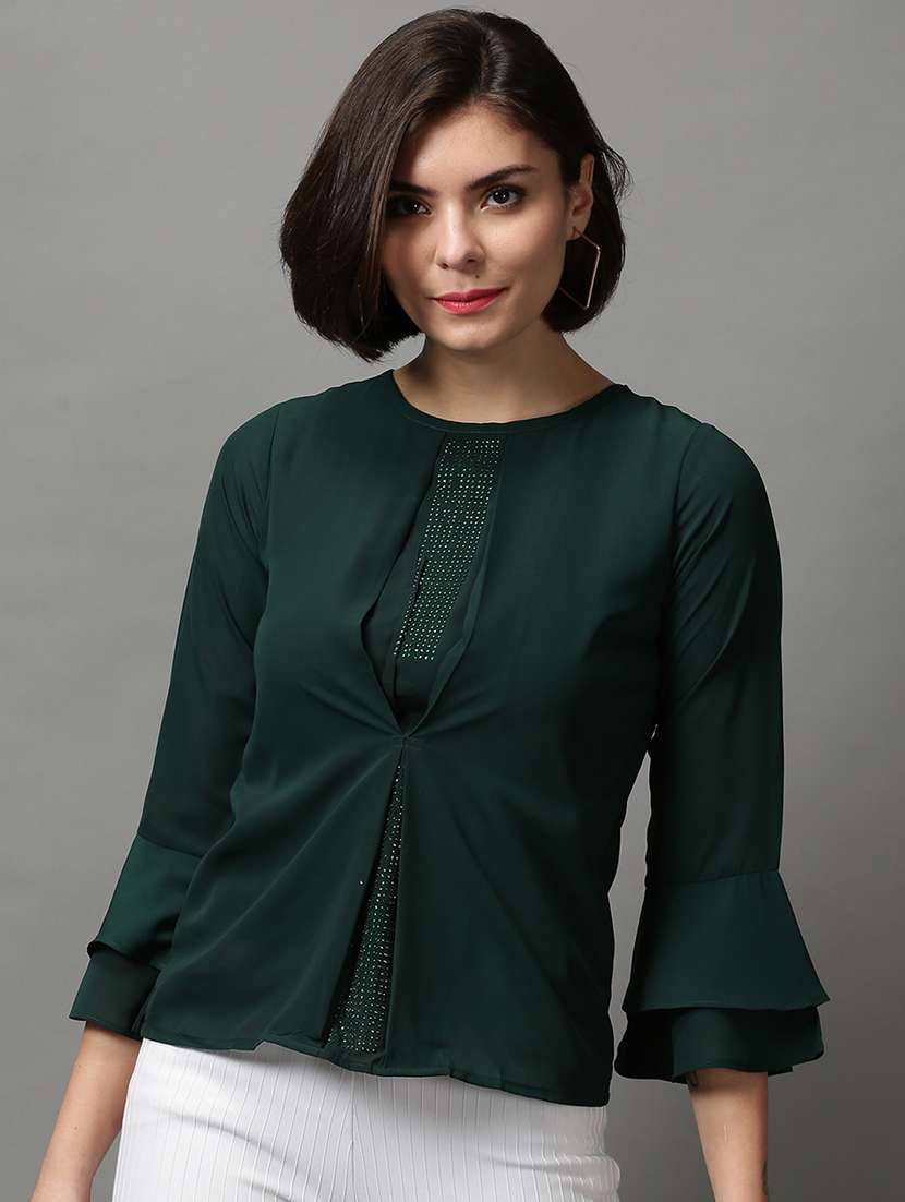 women's straight round neck top