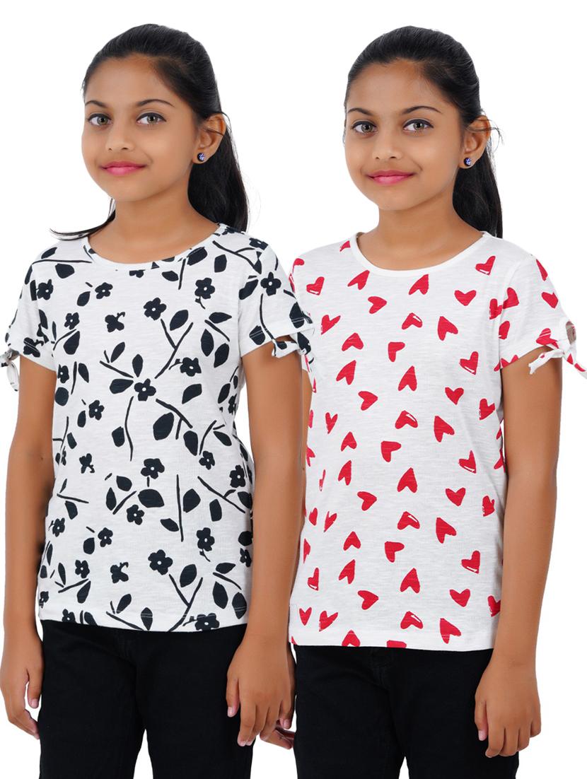 girls pack of 2 printed regular top - 18589507 - Standard Image - 1
