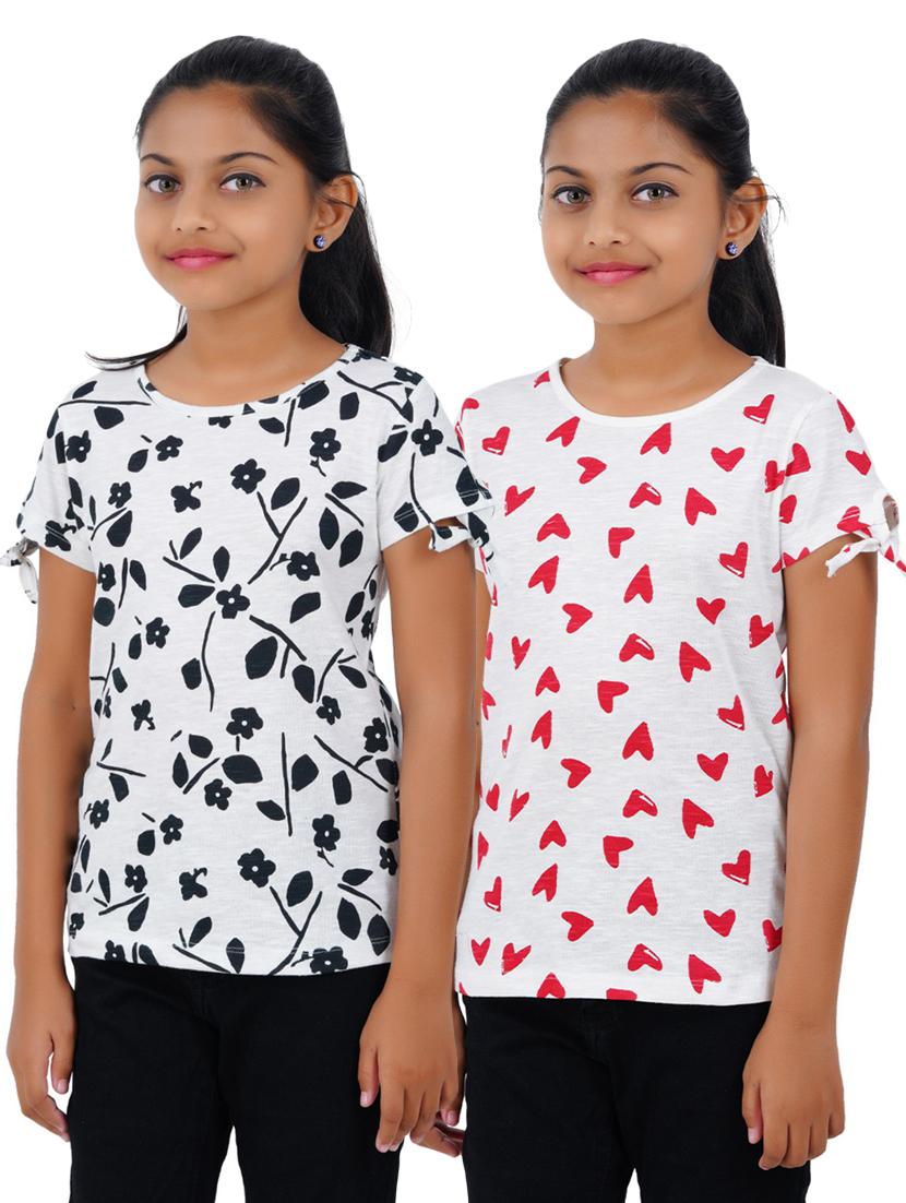 girls pack of 2 printed regular top - 18589508 - Standard Image - 1