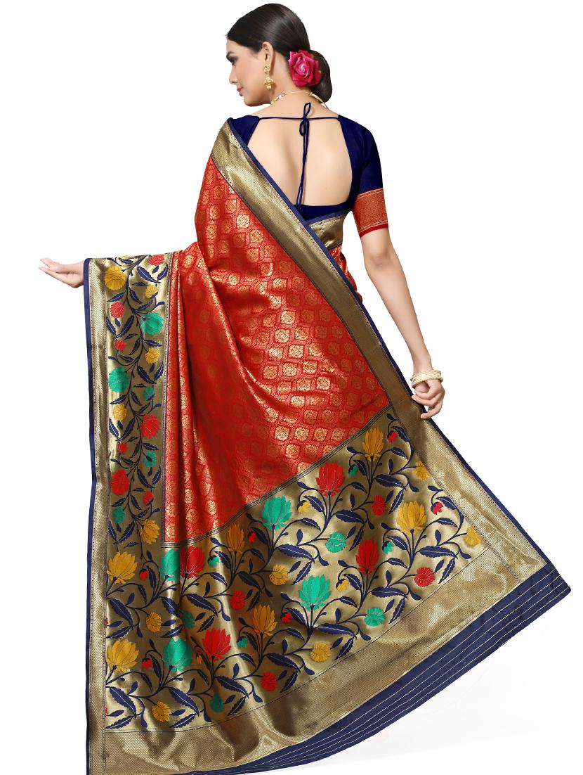 jacquard work banarasi saree with blouse - 18590757 - Standard Image - 1