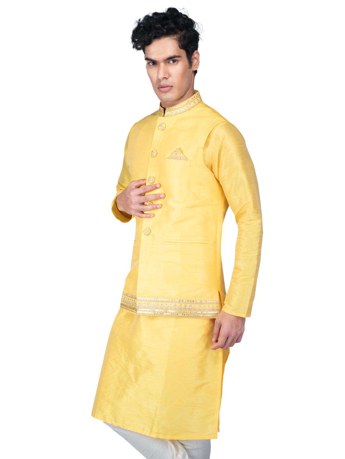 self designed kurta pyjama with jacket - 18590803 - Standard Image - 1