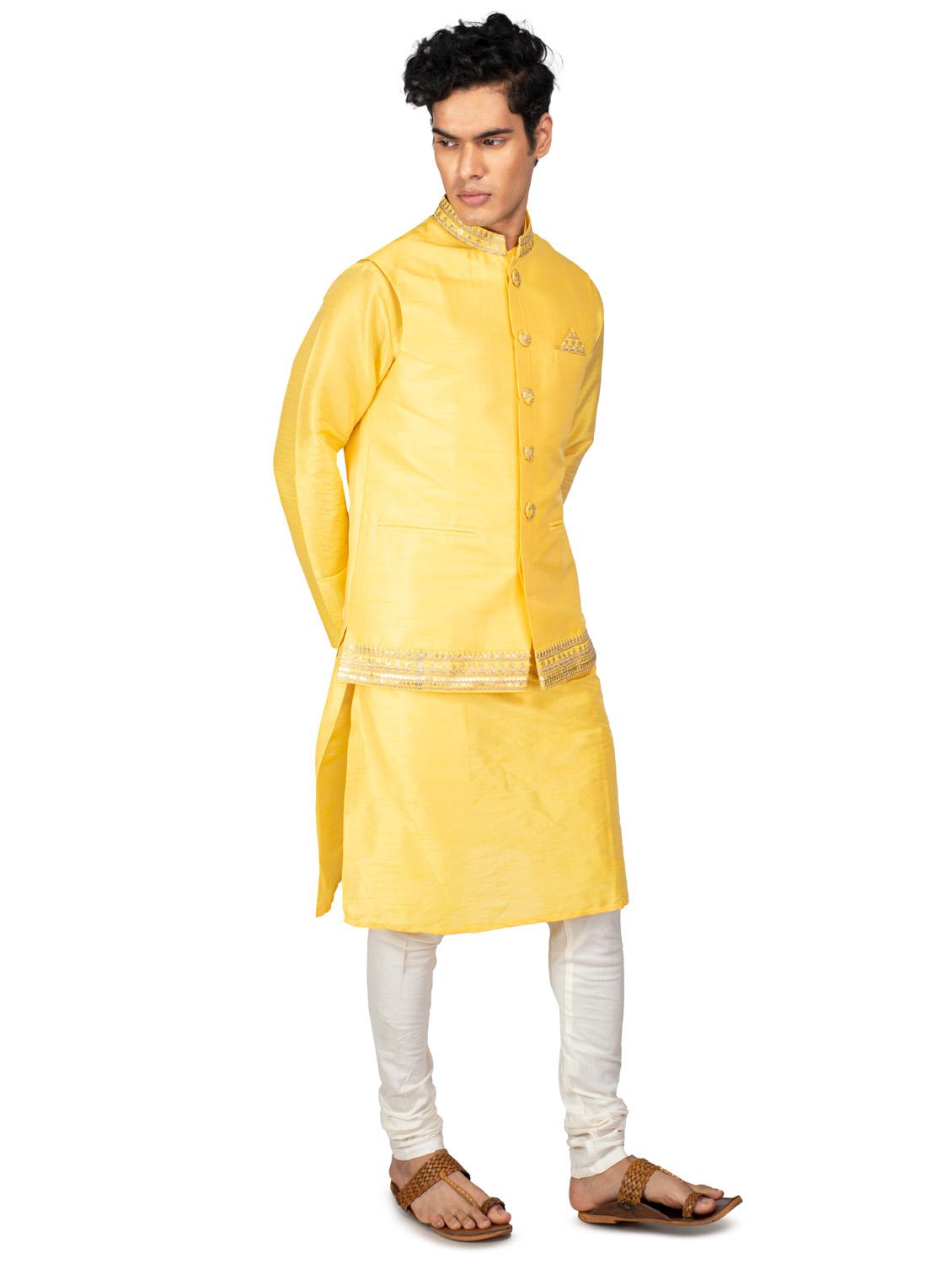 self designed kurta pyjama with jacket - 18590803 - Standard Image - 4