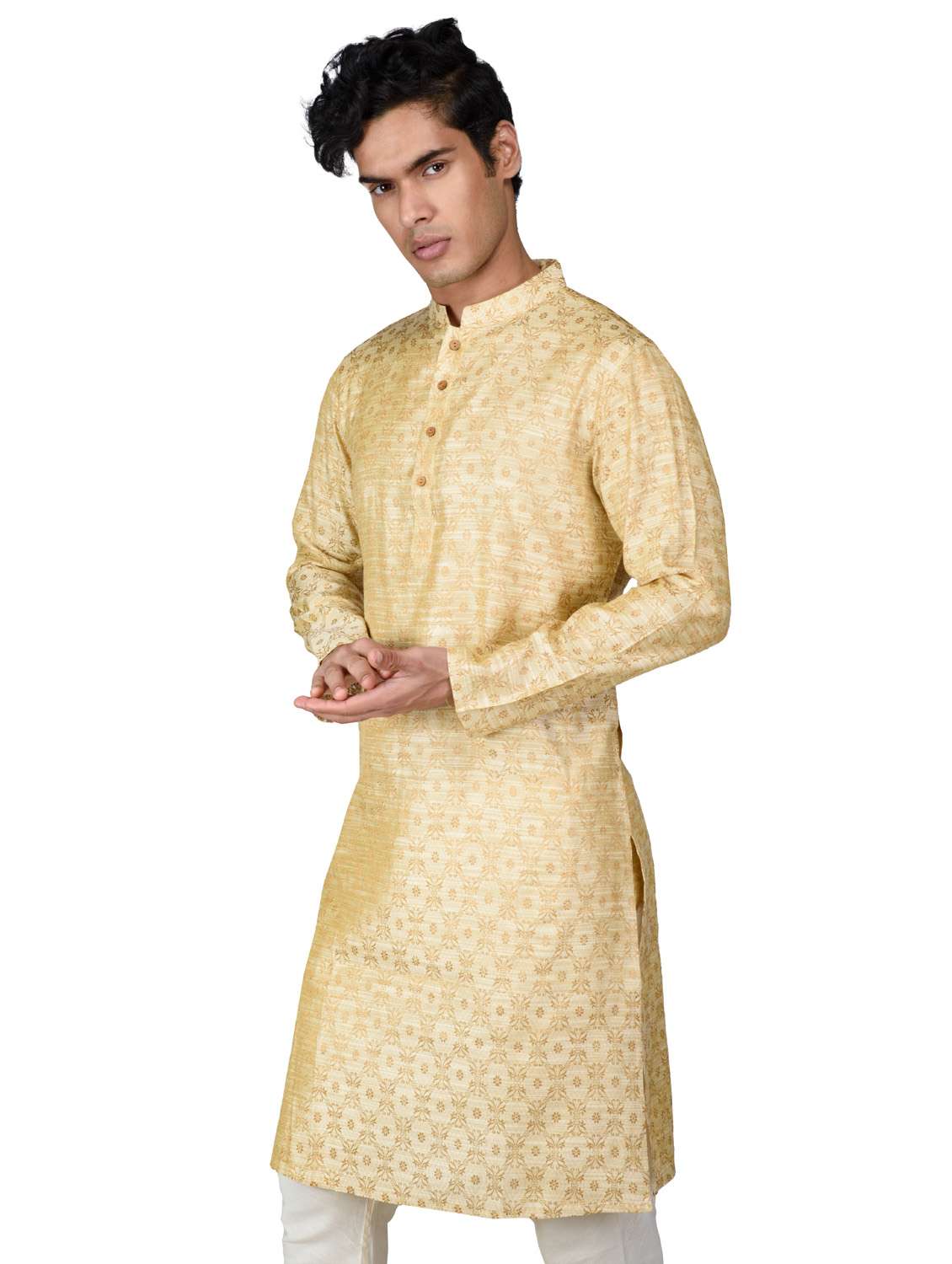 self designed kurta pyjama with jacket - 18590808 -  Standard Image - 1