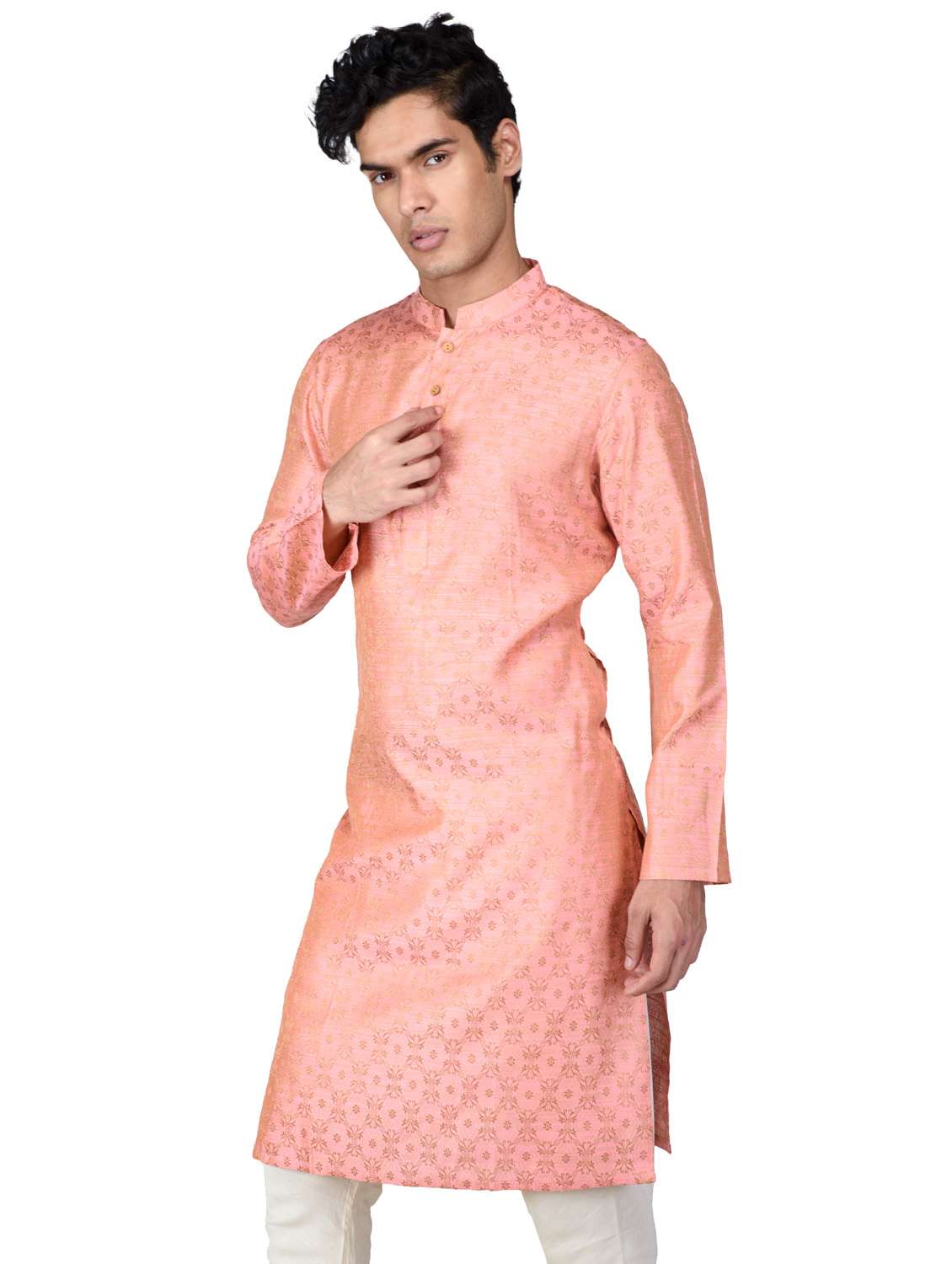 self designed kurta pyjama with jacket - 18590814 -  Standard Image - 1