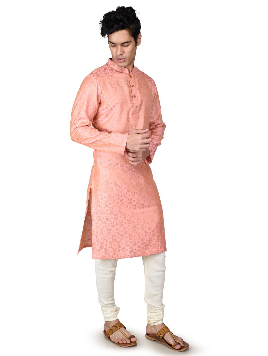 self designed kurta pyjama with jacket - 18590814 -  Standard Image - 4