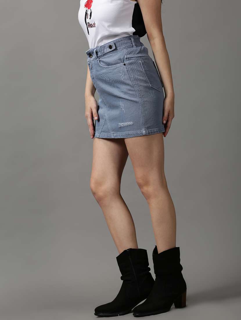 blue solid a-line skirt - 18590824 -  Standard Image - 1