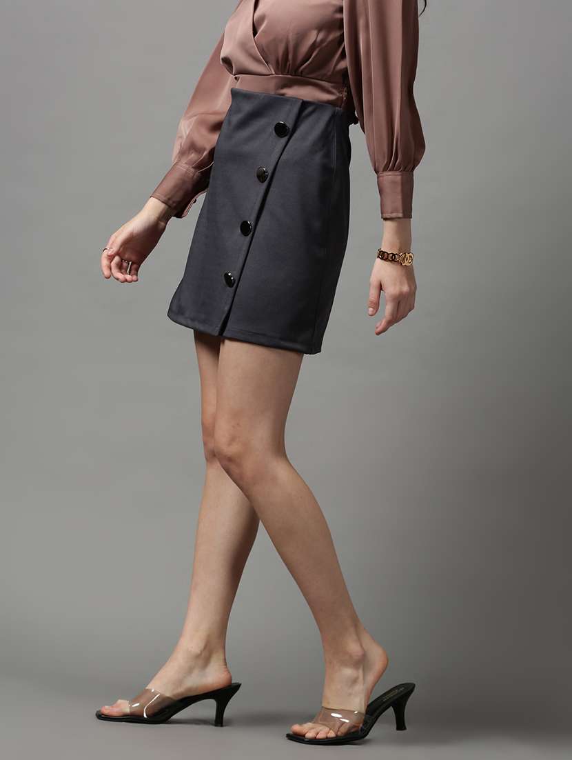 black solid a-line skirt - 18590826 -  Standard Image - 1