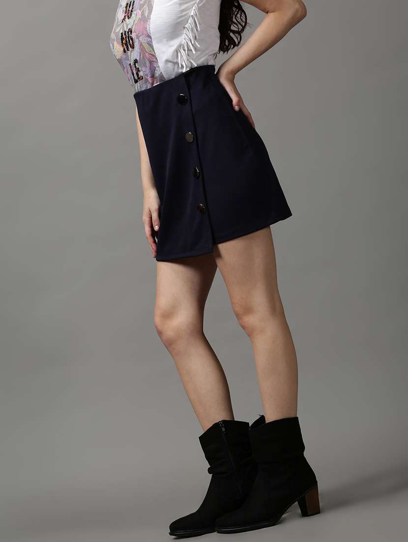 navy blue solid a-line skirt - 18590828 -  Standard Image - 1