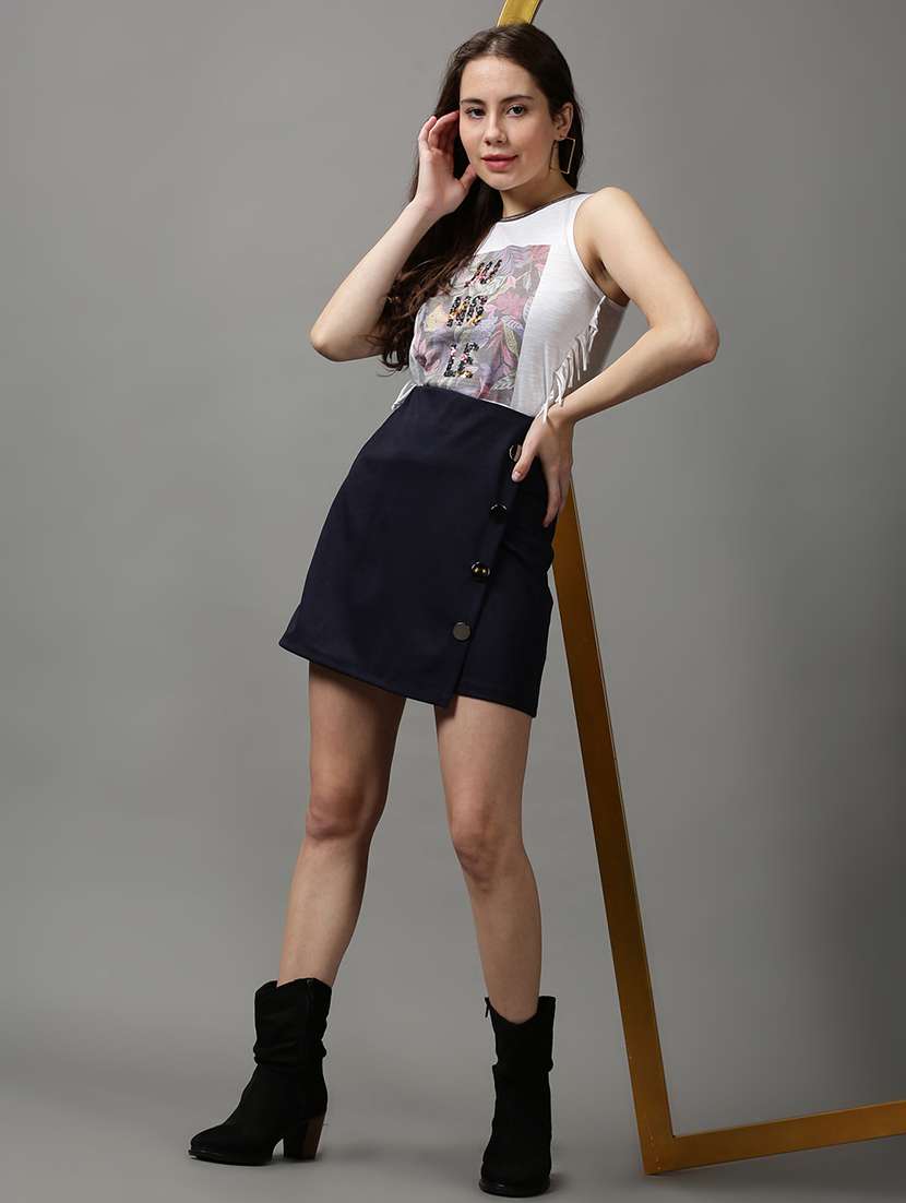 navy blue solid a-line skirt - 18590828 -  Standard Image - 4