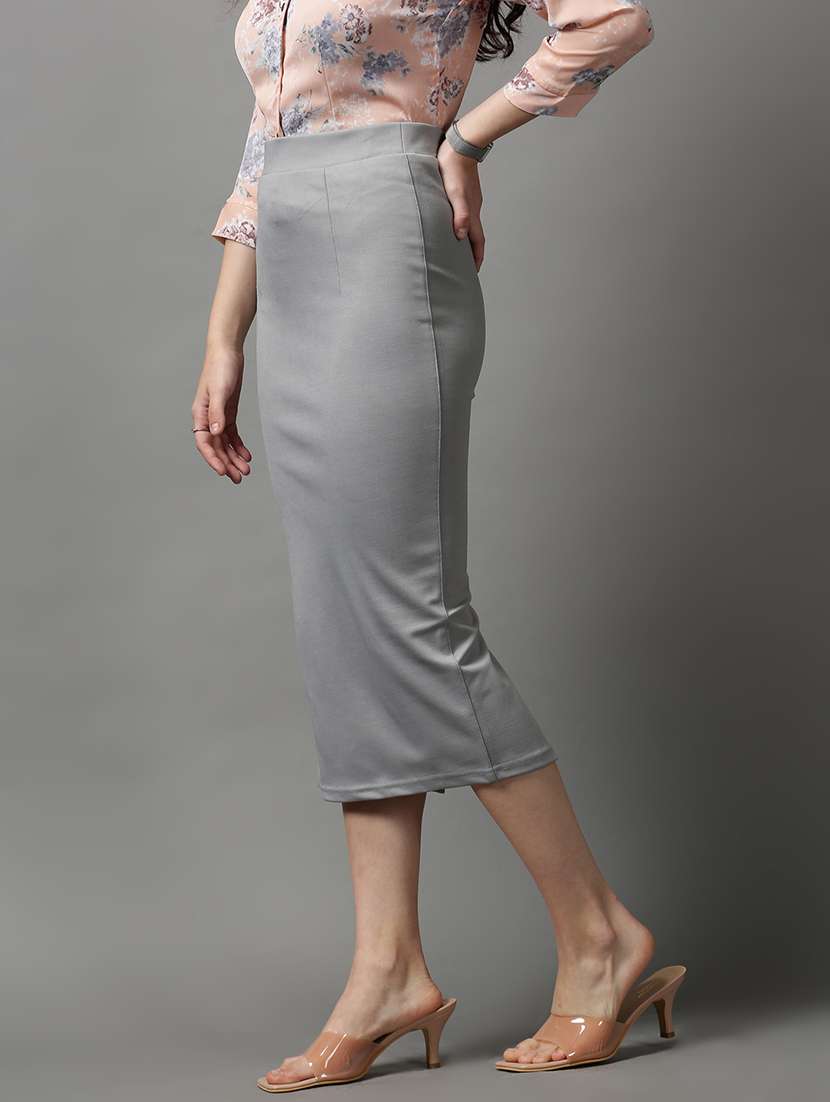 grey solid pencil skirts skirt - 18590829 -  Standard Image - 1