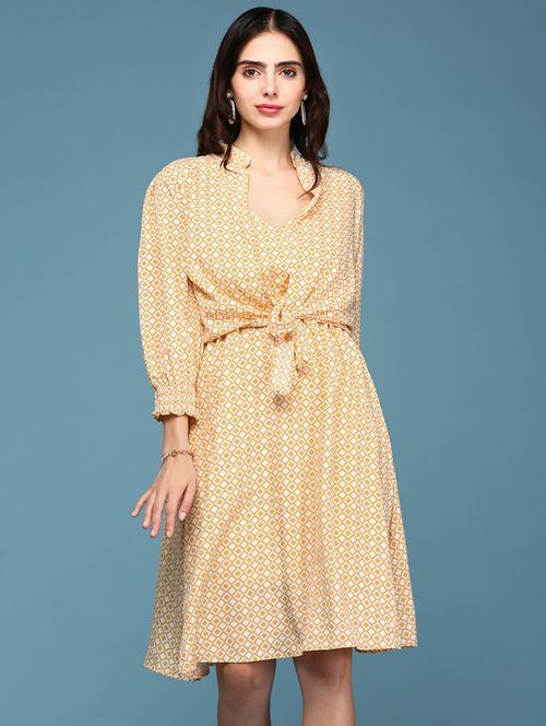 women's fit & flare geometric dress - 18590895 -  Standard Image - 0