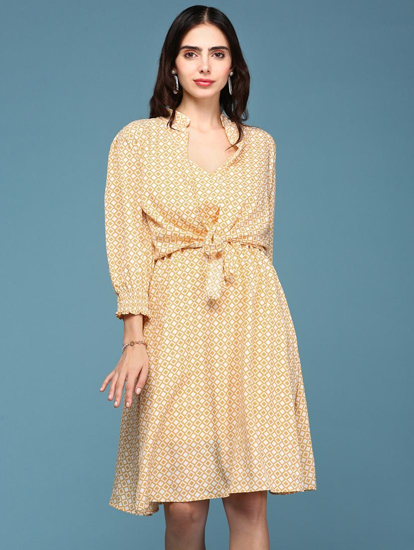 women's fit & flare geometric dress - 18590895 -  Zoom Image - 0