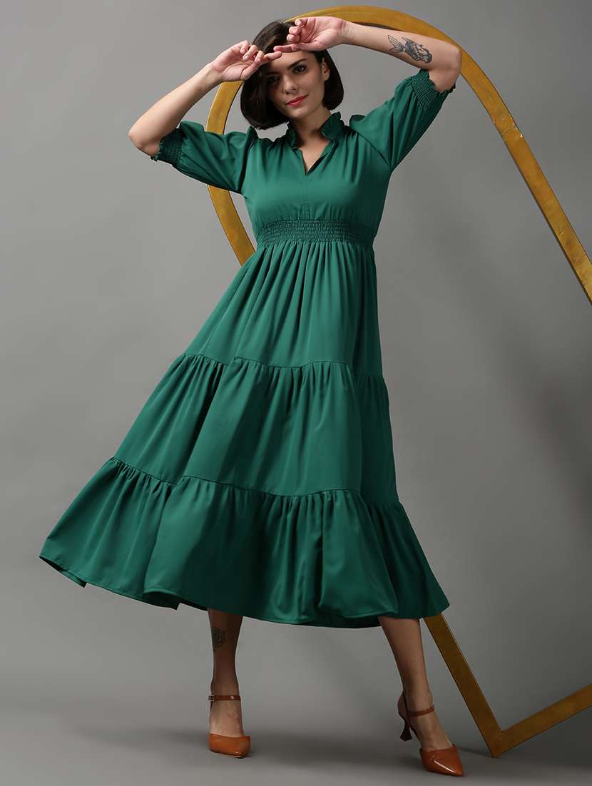 women's tiered dress solid dress - 18590933 -  Standard Image - 4