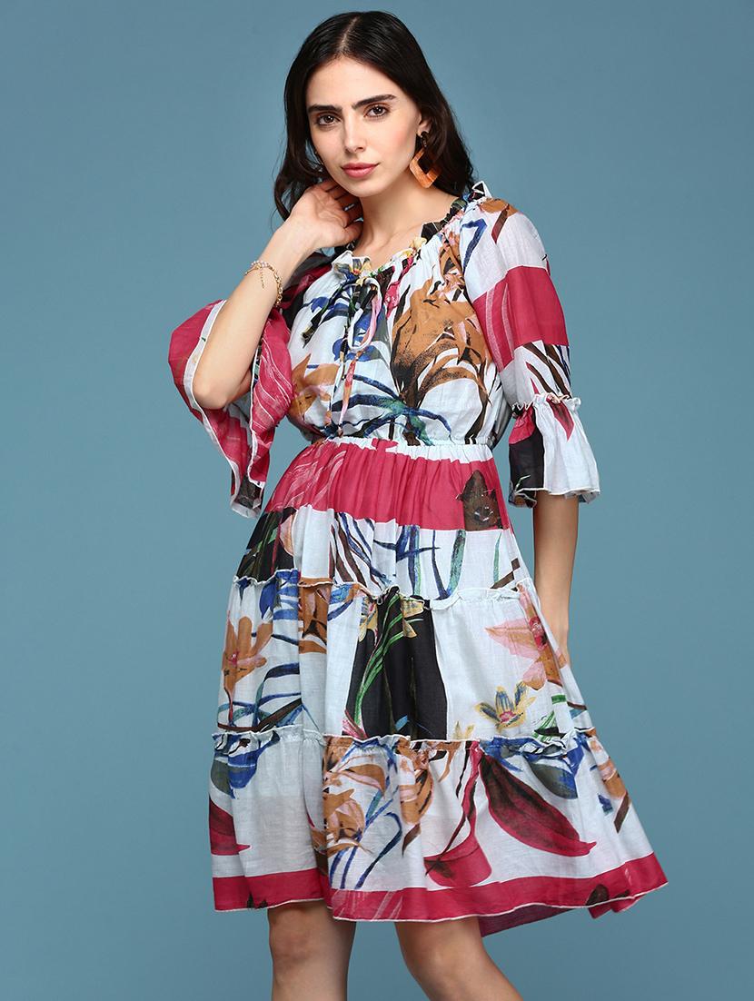 women's tiered dress floral dress - 18590963 - Standard Image - 1