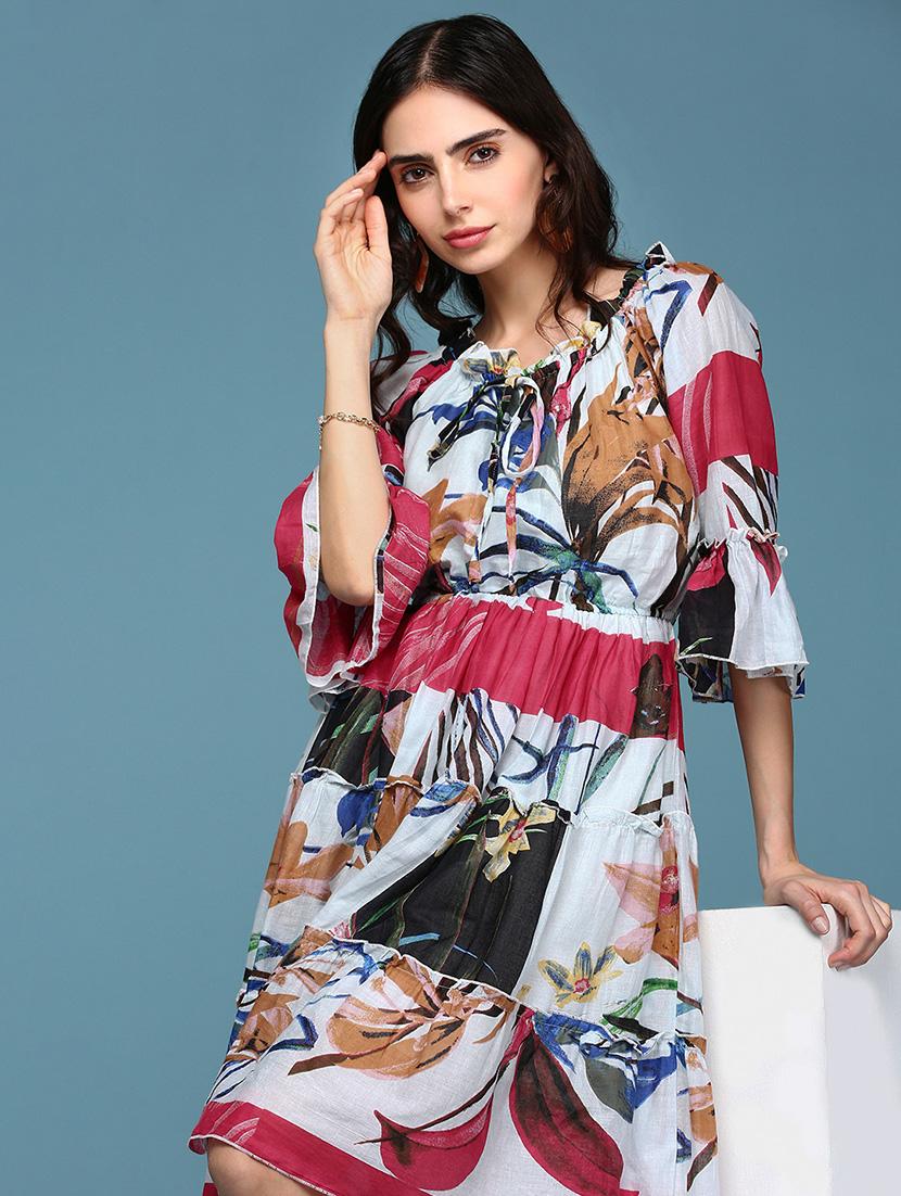 women's tiered dress floral dress - 18590963 - Standard Image - 4