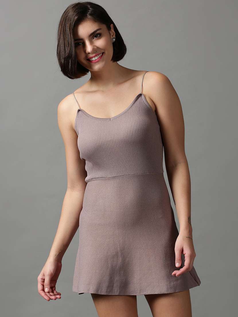 cami neck solid a-line dress 