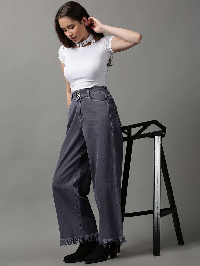 women's plain wide leg jeans - 18590988 -  Standard Image - 4