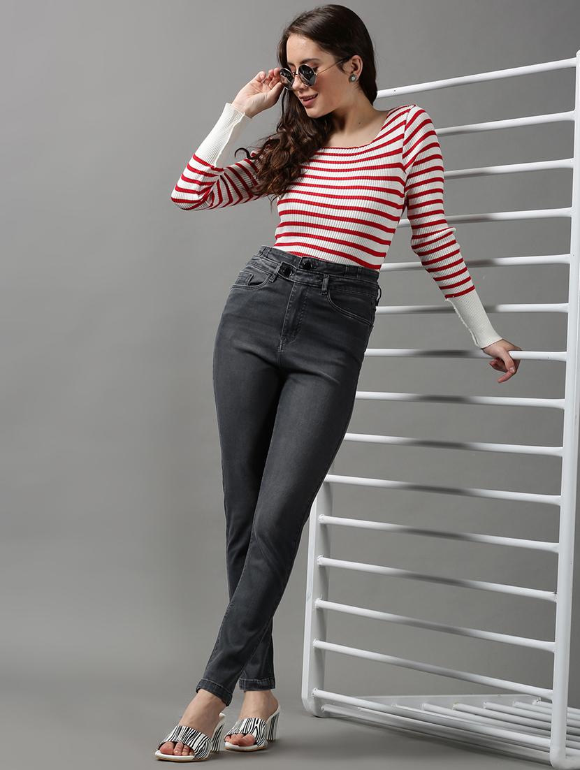 women's plain slim fit jeans - 18590994 - Standard Image - 4