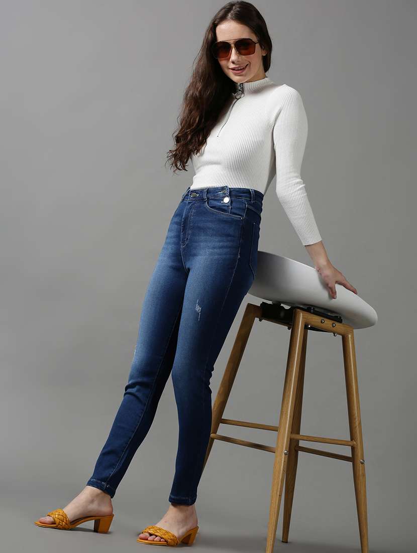 women's plain slim fit jeans - 18590999 - Standard Image - 4