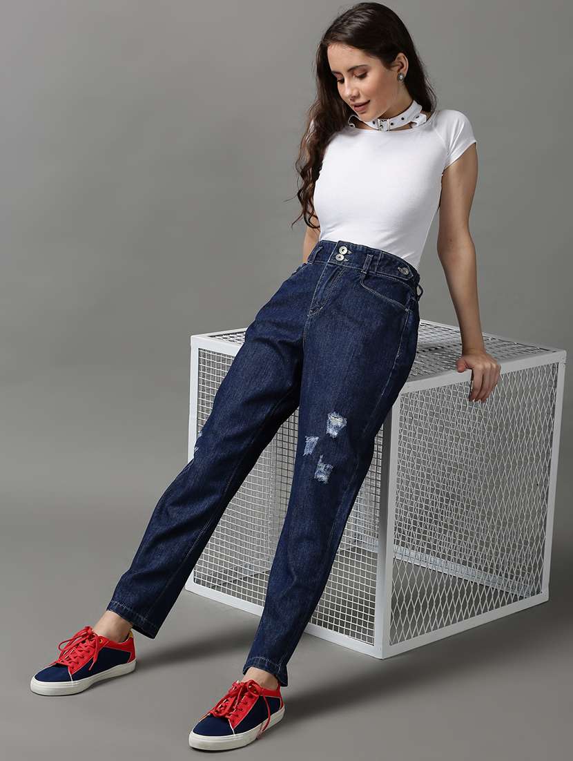women's distress mom fit jeans - 18591000 - Standard Image - 4